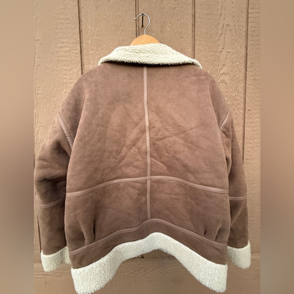 DAZY-LESS BROWN SHEARLING LINED ZIP BUCKLE JACKET WITH POCKETS •• WOMEN'S L - Picture 5 of 5